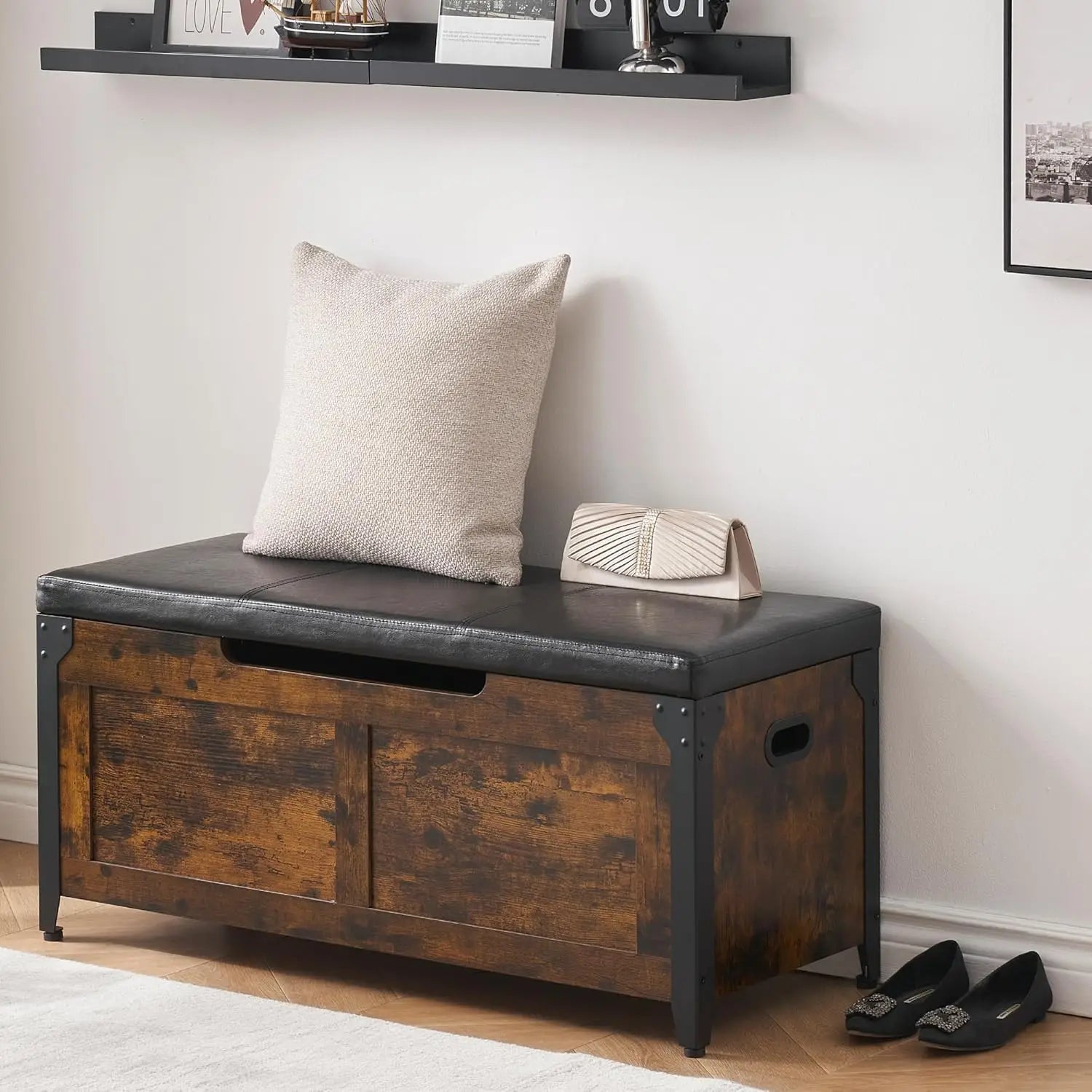 Rustic Wooden Storage Bench