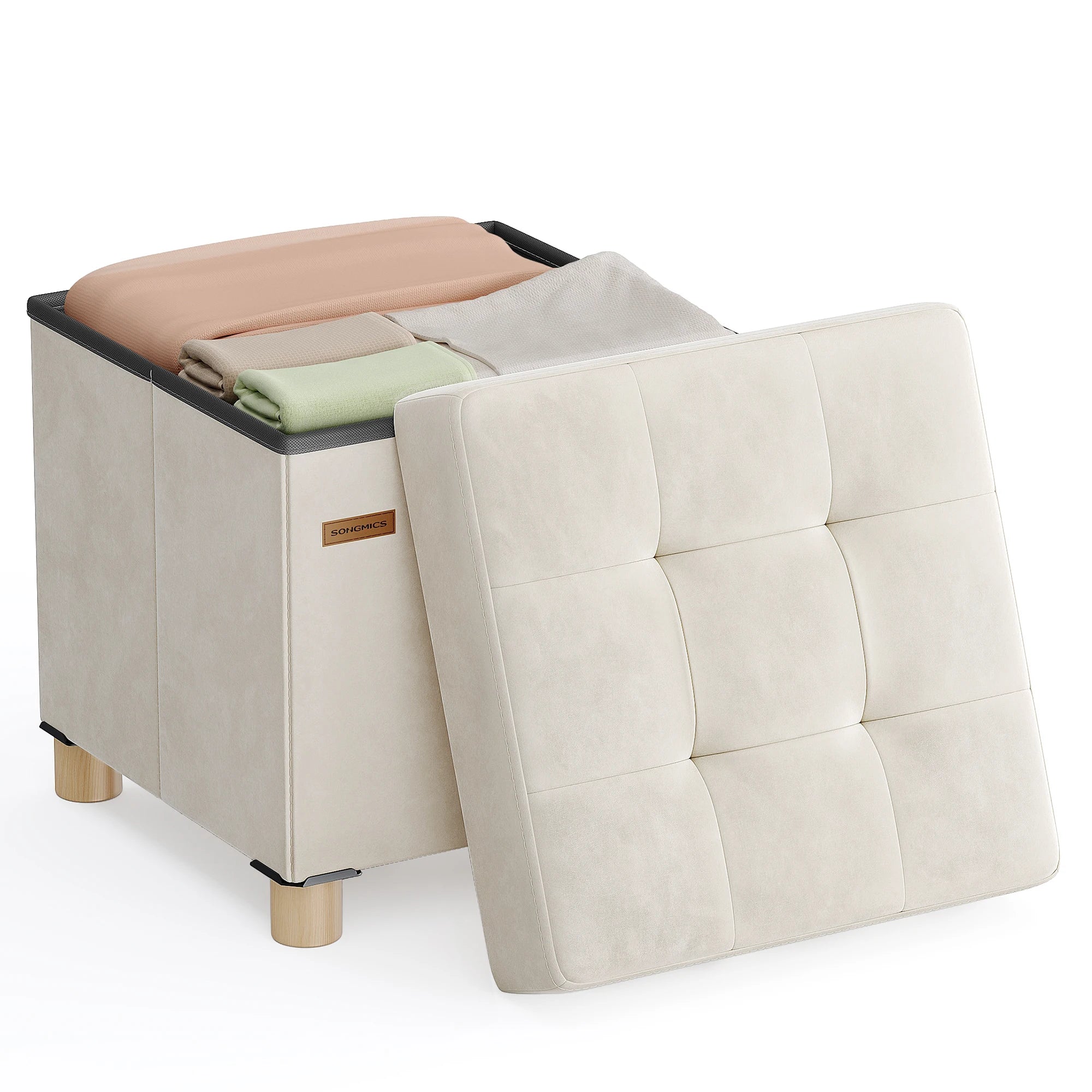 Velvet Folding Storage Ottoman