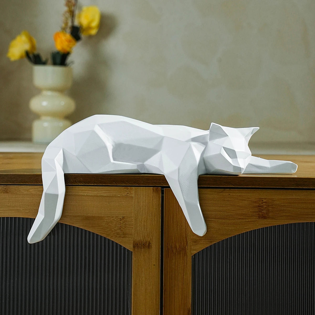 Geometric Modern Cat Figurine